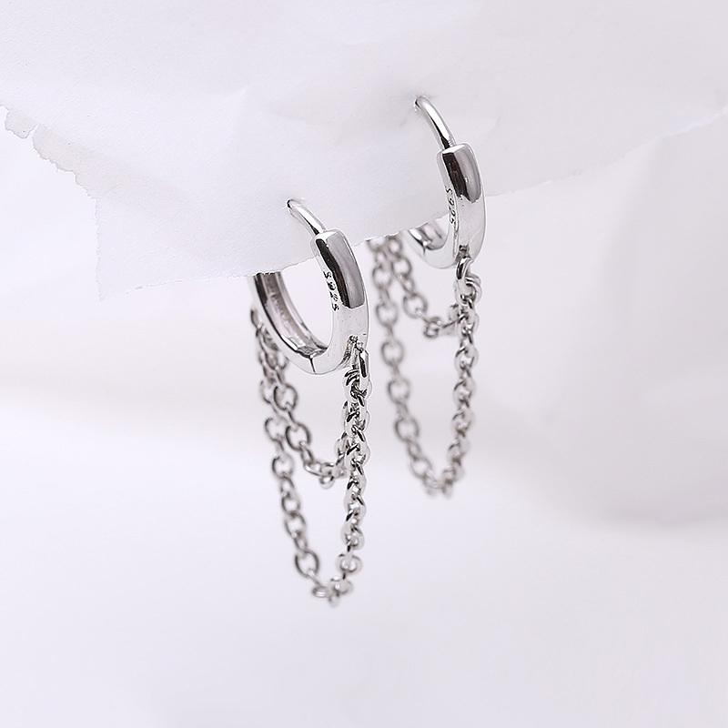 Silver Double Layer Chain Tassel Hoop Earrings For Women INS Popular Cold Style Women Fashion Jewelry New
Silver Double Layer Chain Tassel Hoop Earrings For Women INS Popular Cold Style Women Fashion Jewelry New