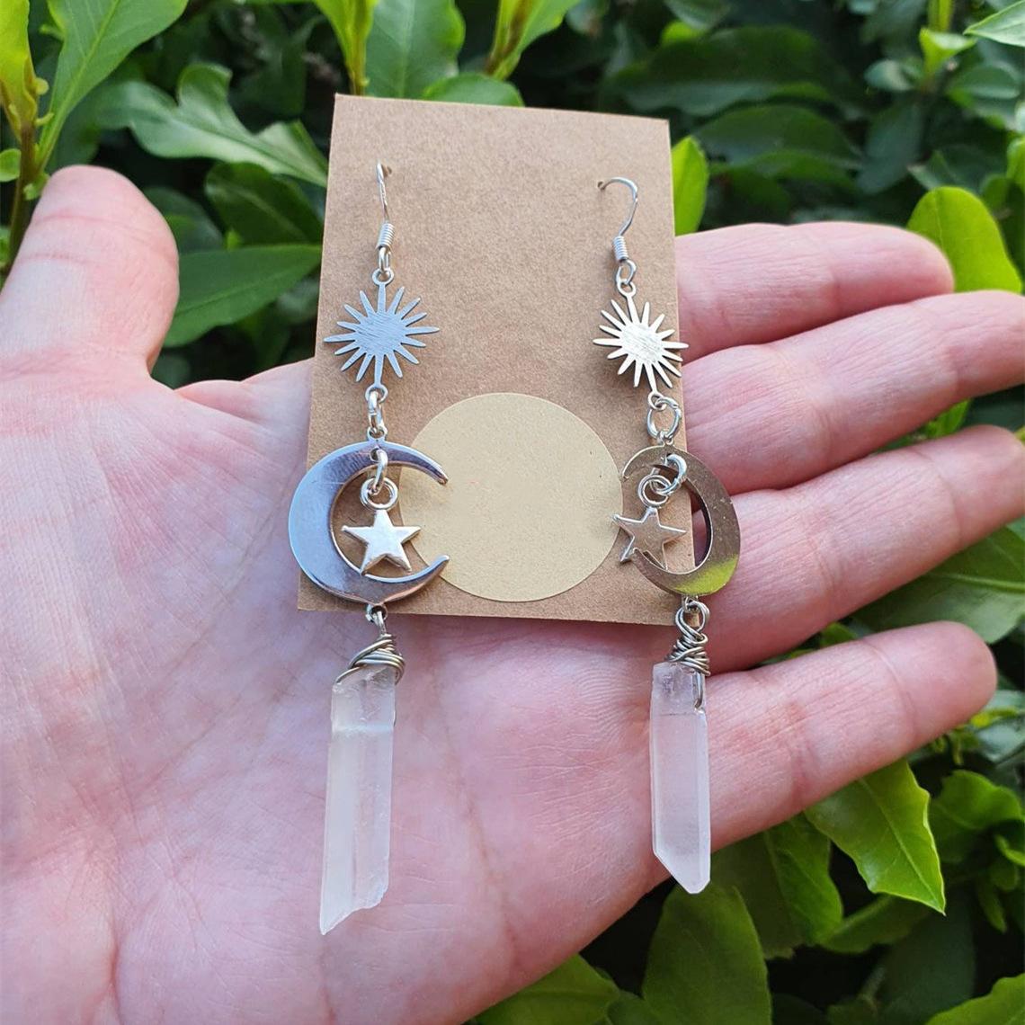 Boho Trendy Stainless Steel Gold Color Sun Moon Celestial Body Irregular Transparent Crystal Dangle Earrings for Women Jewelry
Boho Trendy Stainless Steel Gold Color Sun Moon Celestial Body Irregular Transparent Crystal Dangle Earrings for Women Jewelry