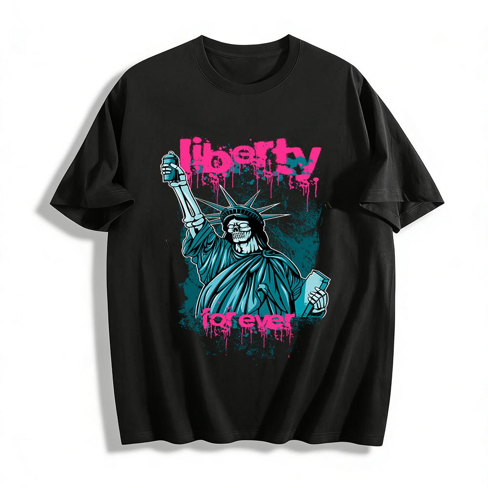 Skeleton Statue of Liberty Graffiti Print Street Culture Tee Pure cotton T-shirt XXS
Skeleton Statue of Liberty Graffiti Print Street Culture Tee Pure cotton T-shirt XXS