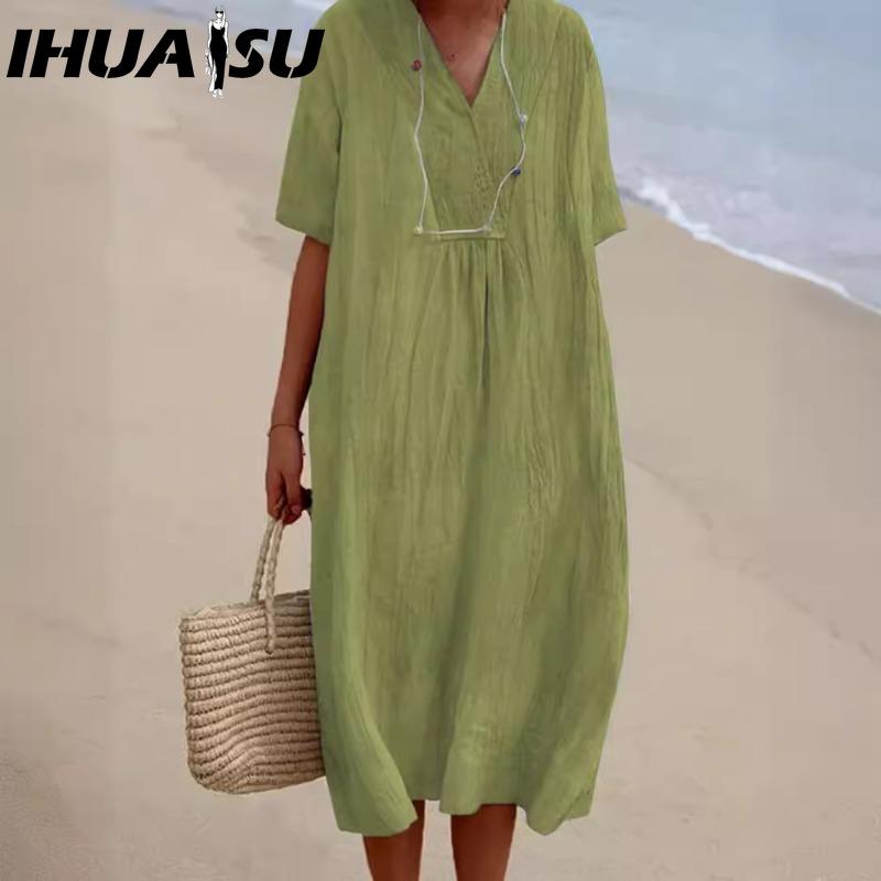 IHUASU Жіноча мода, літо, весна, однотонні повсякденні сукні з коротким рукавом і V-подібним вирізом із високою талією. XXXL світло-зелений колір
IHUASU Жіноча мода, літо, весна, однотонні повсякденні сукні з коротким рукавом і V-подібним вирізом із високою талією. XXXL світло-зелений колір