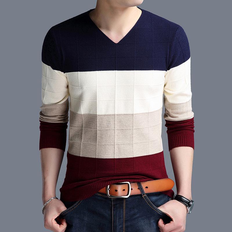 2019 Autumn Color Block Men s V-Neck Pullover Sweater, Korean Style, Slim Fit, Plus Size, Fashionable Base Layer. L темно-синий
2019 Autumn Color Block Men s V-Neck Pullover Sweater, Korean Style, Slim Fit, Plus Size, Fashionable Base Layer. L темно-синий
