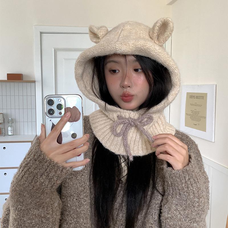 Cute ear hat scarf integrated red knitted hat winter warm ear protection wool hat women one size
Cute ear hat scarf integrated red knitted hat winter warm ear protection wool hat women one size