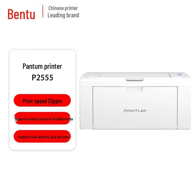 Pantum P2555 A4 Black and White Laser Printer CN plug (adapter included)
Pantum P2555 A4 Black and White Laser Printer CN plug (adapter included)