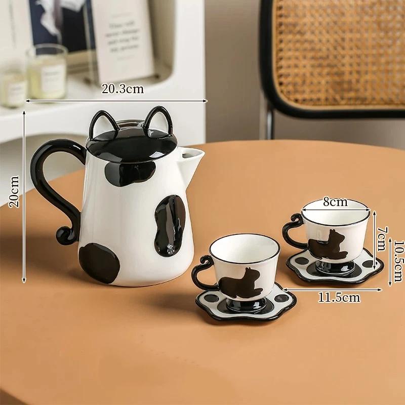 Cute Cat Ceramic Teapot and Cup Set, Creative Animal Tea Set for Coffee, Tea & Home Use Teapot with 2 cups-B
Cute Cat Ceramic Teapot and Cup Set, Creative Animal Tea Set for Coffee, Tea & Home Use Teapot with 2 cups-B