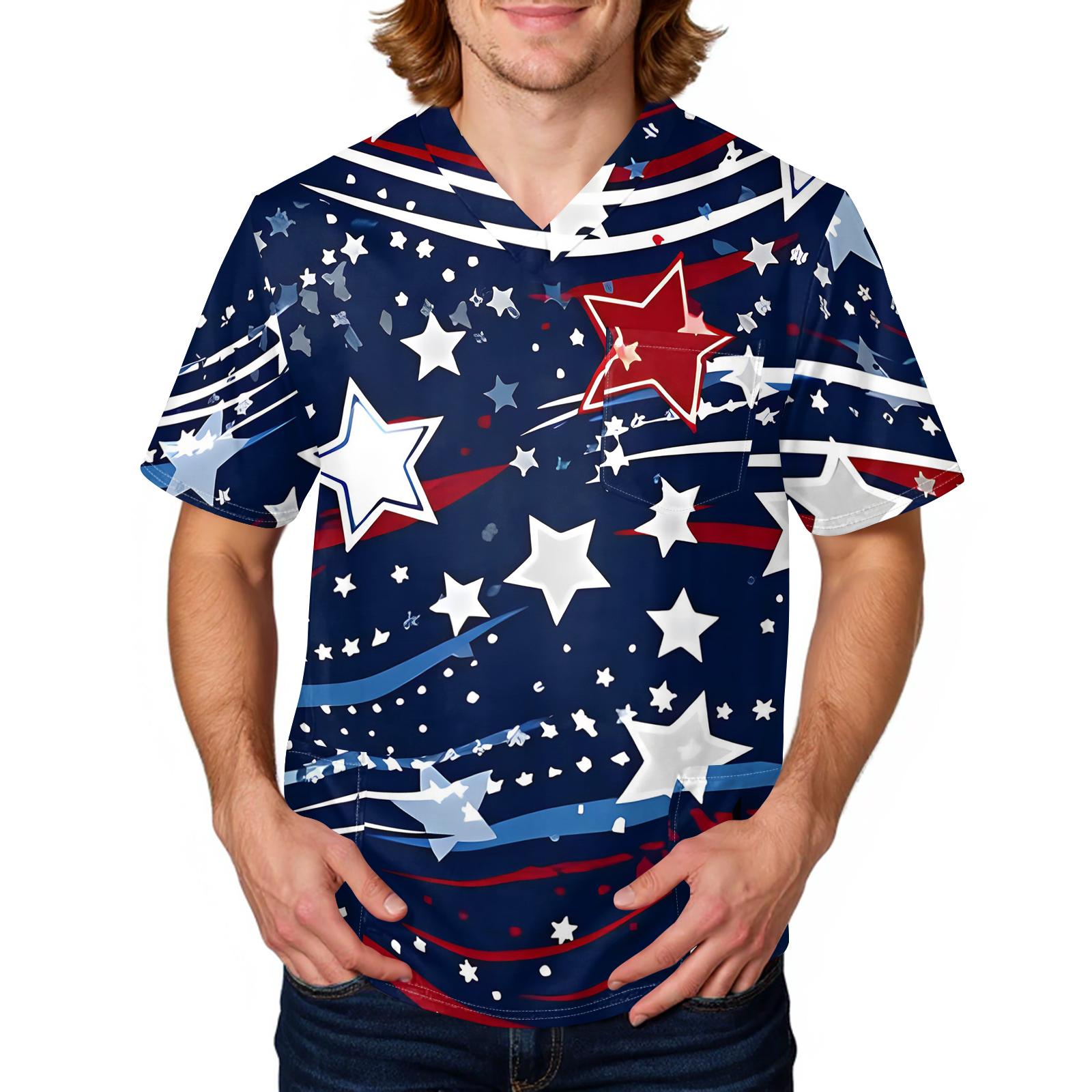 Men’s Short Sleeve V Neck Shirt with Star Print Loose Fit Casual Top Comfortable Lightweight Material Allover Graphic Design L синий
Men’s Short Sleeve V Neck Shirt with Star Print Loose Fit Casual Top Comfortable Lightweight Material Allover Graphic Design L синий