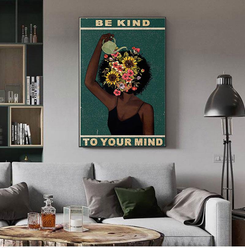 Плакат о психическом здоровье черной девушки Mental Be Kind To Your Mind позитивные художественные принты африканская женщина винтажная картина на холсте домашний декор без рамки
Плакат о психическом здоровье черной девушки Mental Be Kind To Your Mind позитивные художественные принты африканская женщина винтажная картина на холсте домашний декор без рамки