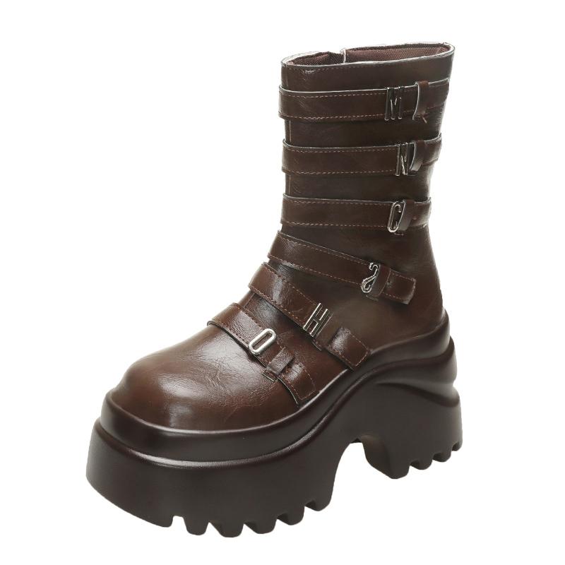 Модная женская панк-обувь, ботинки на высокой платформе 9,5 см, уличная кожаная обувь, новые осенне-зимние металлические ботинки до середины икры, скрытые каблуки, мотоциклетные ботинки 34 коричневый
Модная женская панк-обувь, ботинки на высокой платформе 9,5 см, уличная кожаная обувь, новые осенне-зимние металлические ботинки до середины икры, скрытые каблуки, мотоциклетные ботинки 34 коричневый