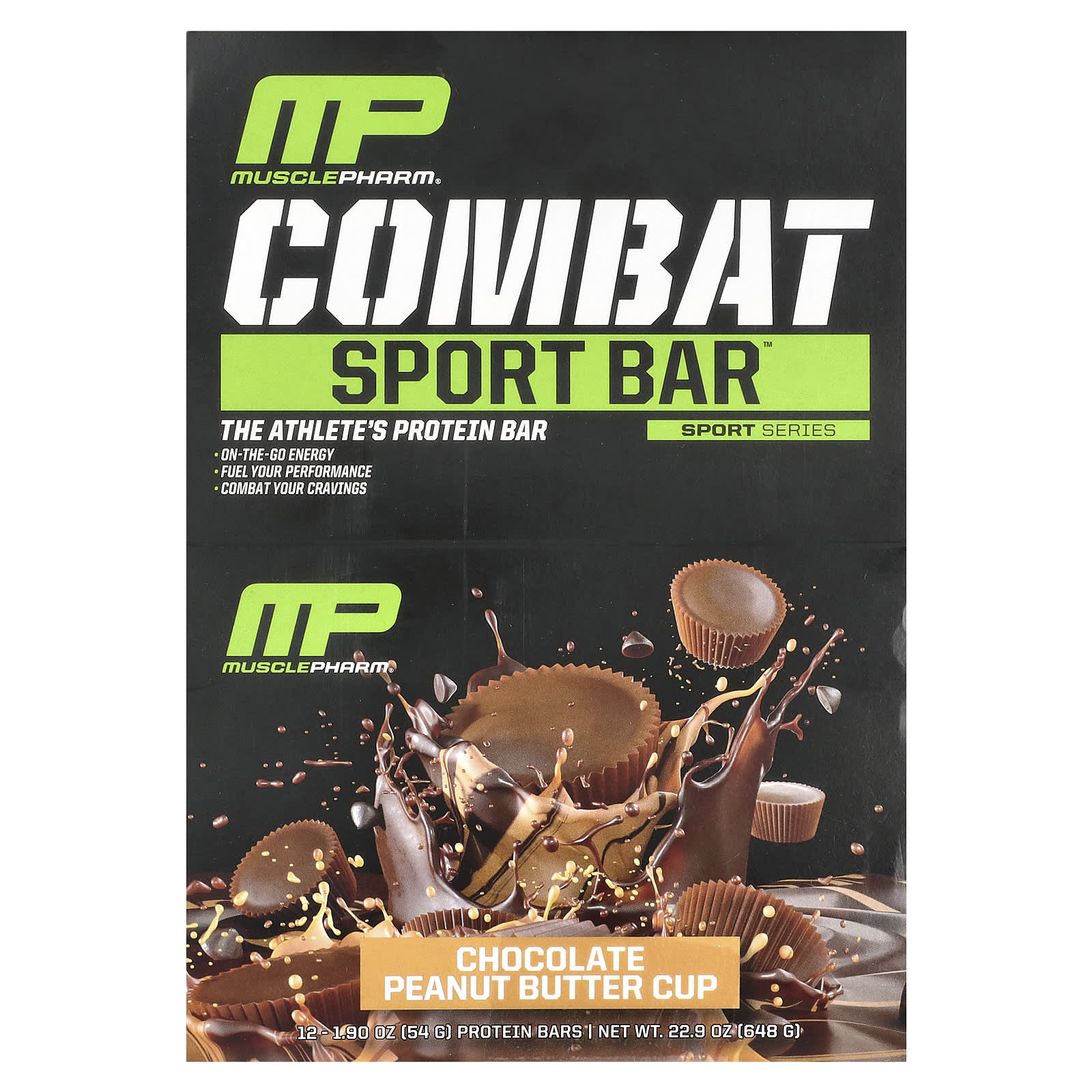 MusclePharm, Combat Sport Bar, Chocolate Peanut Butter Cups, 12 Bars, 1.90 oz (54 g) Each
MusclePharm, Combat Sport Bar, Chocolate Peanut Butter Cups, 12 Bars, 1.90 oz (54 g) Each