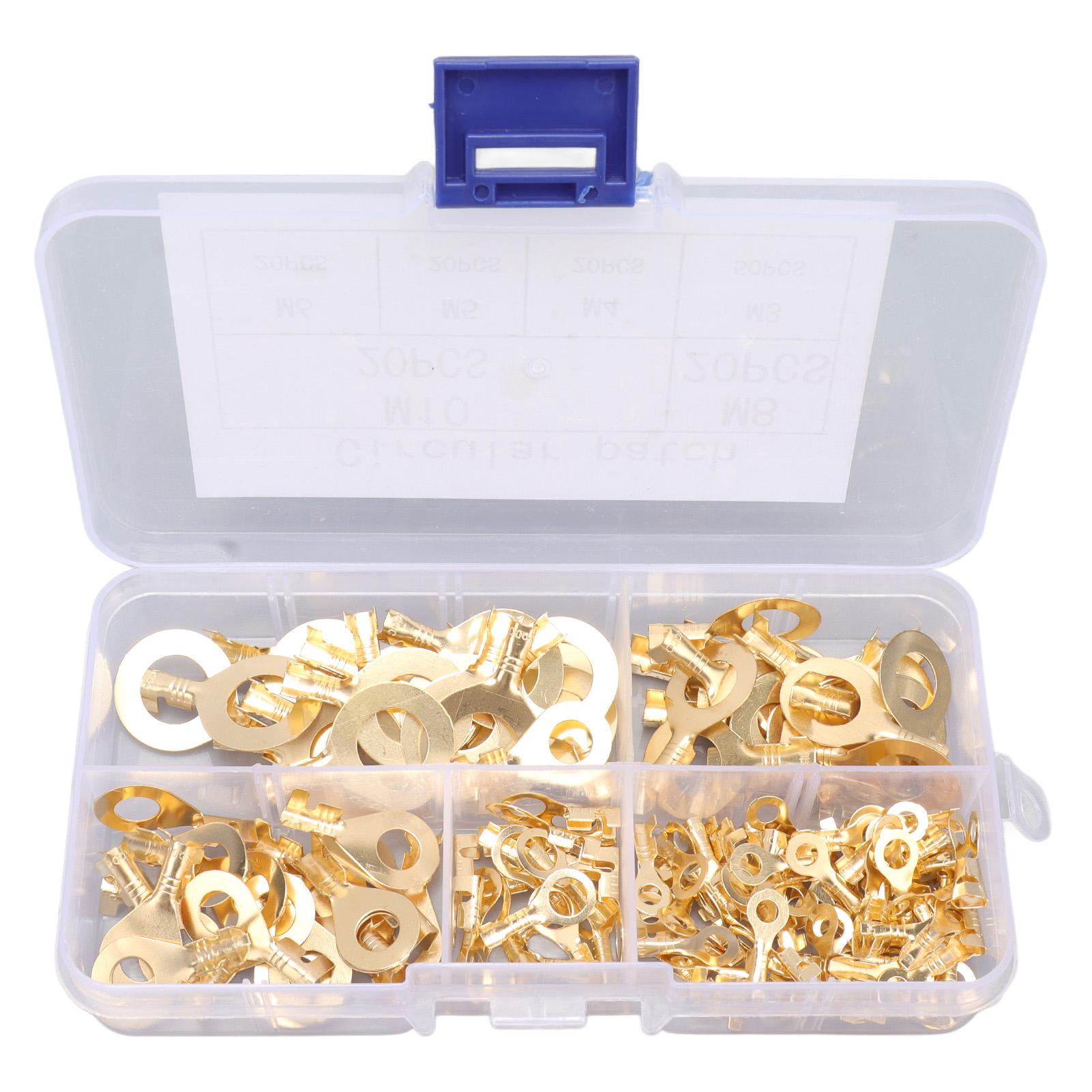 150PCS Ring Terminal Assortment Brass Electric Wire Lugs with Storage Box M3 M4 M5 M6 M8 M10
150PCS Ring Terminal Assortment Brass Electric Wire Lugs with Storage Box M3 M4 M5 M6 M8 M10
