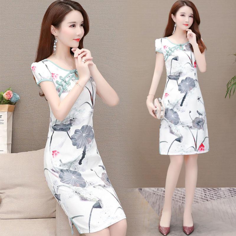 Женское платье с короткими рукавами Cheongsam Летняя мода Ретро Принт Облегающая Юбка Круглая Шея Платье с Высокой Талией
Женское платье с короткими рукавами Cheongsam Летняя мода Ретро Принт Облегающая Юбка Круглая Шея Платье с Высокой Талией