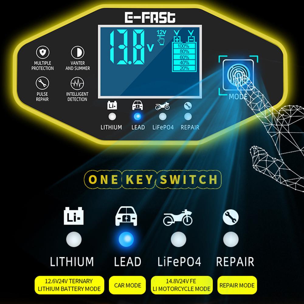 E-FAST zyx-J40 12V/24V 7-Stage Car Motorcycle Battery Charger Lead-Acid Lithium Battery Charger Yellow/EU Plug
E-FAST zyx-J40 12V/24V 7-Stage Car Motorcycle Battery Charger Lead-Acid Lithium Battery Charger Yellow/EU Plug