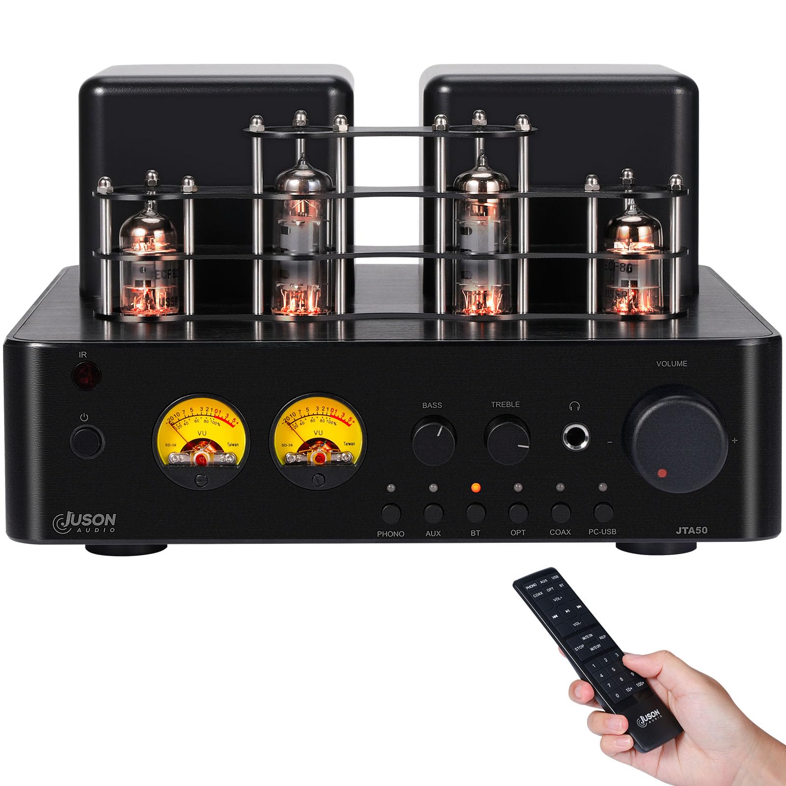 Juson Audio JTA50 Ламповий підсилювач початкового рівня High Fidelity BT Remote USB Subwoofer Turntable CH Amplifier, 5.0, Control, AUX, COAX, Gramophone,
Juson Audio JTA50 Ламповий підсилювач початкового рівня High Fidelity BT Remote USB Subwoofer Turntable CH Amplifier, 5.0, Control, AUX, COAX, Gramophone,