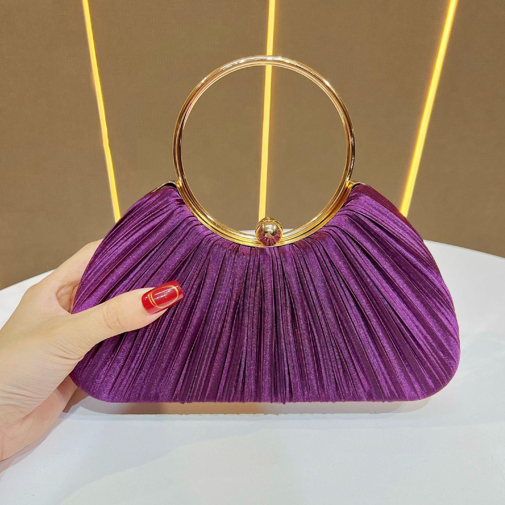 Satin Pleated Evening Clutch with Metal Ring Handle, Elegant Formal Handbag for Wedding & Party фіолетовий
Satin Pleated Evening Clutch with Metal Ring Handle, Elegant Formal Handbag for Wedding & Party фіолетовий