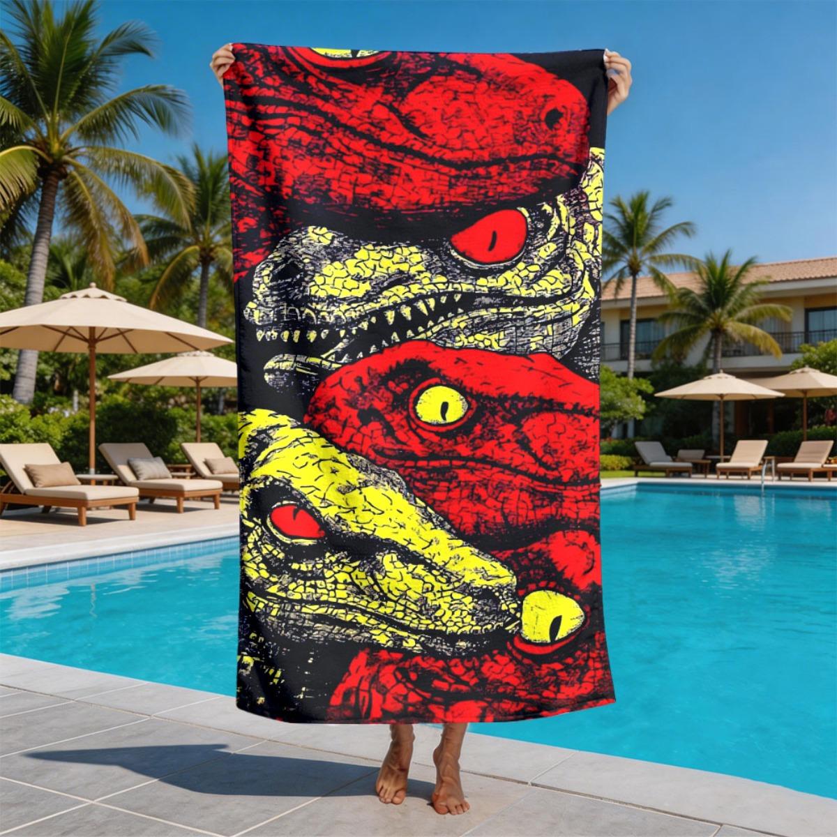 Close-up shot of the dinosaur s head theme polyester microfiber beach towel is highly absorbent, suitable for swimming and beach W30*H60(CM)
Close-up shot of the dinosaur s head theme polyester microfiber beach towel is highly absorbent, suitable for swimming and beach W30*H60(CM)