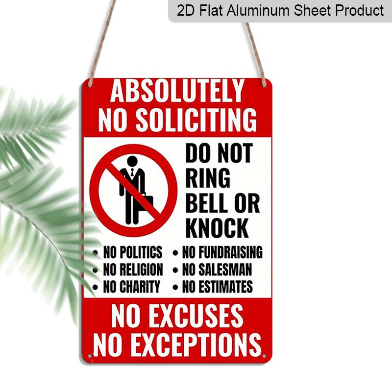 2D Flat, 1pc Vintage No Soliciting Metal Door Sign - Aluminium No Knock/No Ring Bell Decoration, 8x12 Inch - Do Not Ring Bell or Knock Message 20*30cm
2D Flat, 1pc Vintage No Soliciting Metal Door Sign - Aluminium No Knock/No Ring Bell Decoration, 8x12 Inch - Do Not Ring Bell or Knock Message 20*30cm