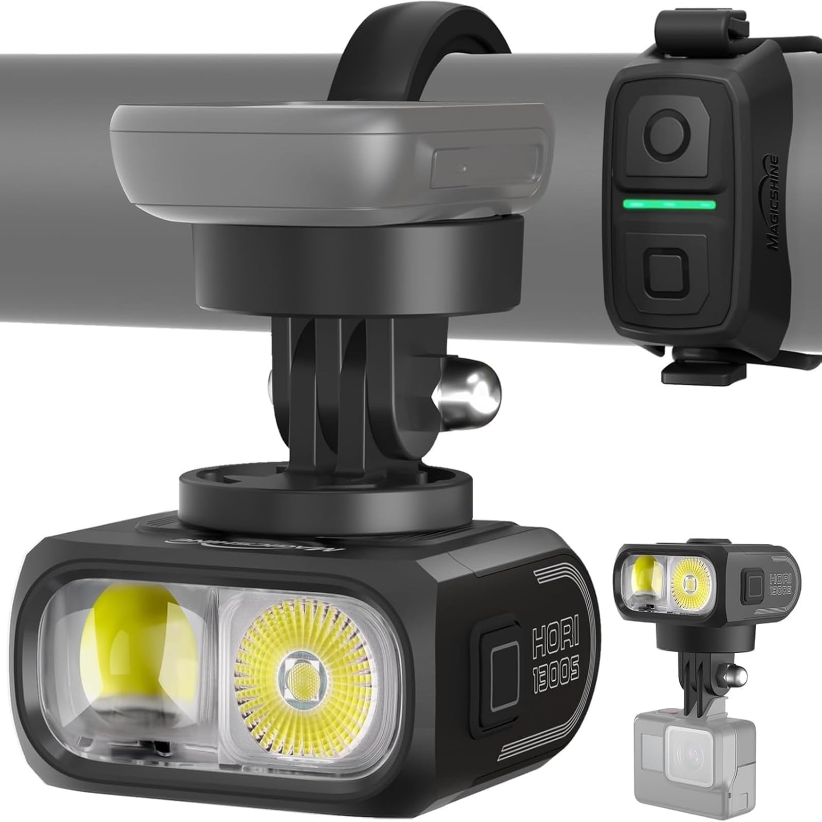 Magicshine HORI 1300S Bicycle Light for Road Bikes, 1300 Lumens, Anti-Glare High/Low Beam, Dual Independent Beams, FTR Linkage and App Control, Top/Bo
Magicshine HORI 1300S Bicycle Light for Road Bikes, 1300 Lumens, Anti-Glare High/Low Beam, Dual Independent Beams, FTR Linkage and App Control, Top/Bo