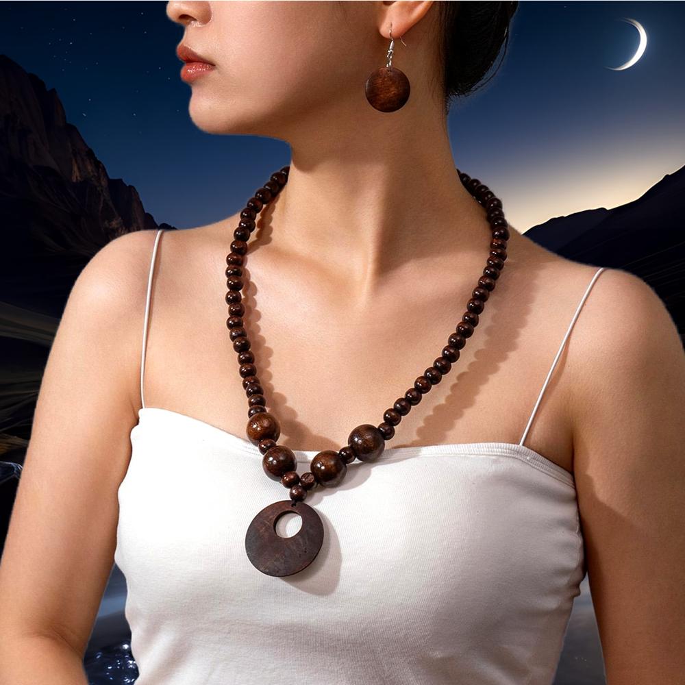 Bohemian Geometric Round Wooden Beads Pendant Necklace Earrings for Women Jewelry Accessories
Bohemian Geometric Round Wooden Beads Pendant Necklace Earrings for Women Jewelry Accessories