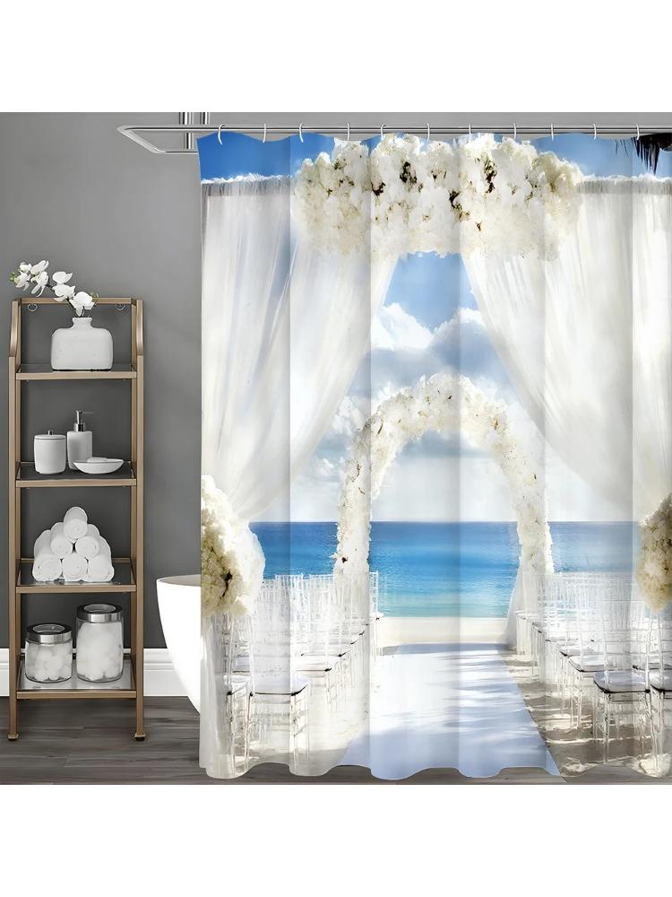 Seaside Wedding Scene Floral Shower Curtain, Bathroom Decorative Shower Curtain, Waterproof Shower Curtain With Hooks W60H190(CM)-1 Pcs
Seaside Wedding Scene Floral Shower Curtain, Bathroom Decorative Shower Curtain, Waterproof Shower Curtain With Hooks W60H190(CM)-1 Pcs