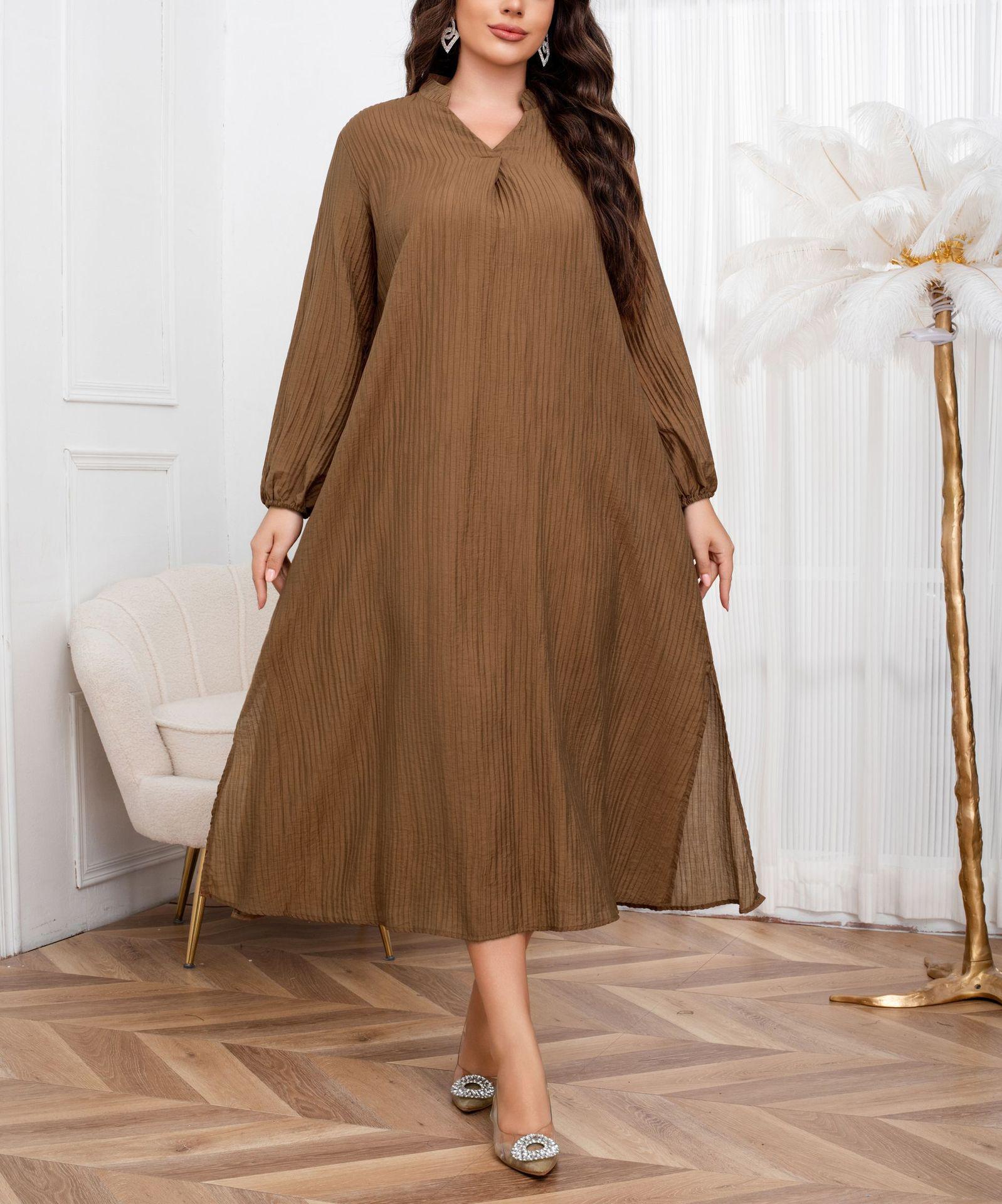 Plus Size V-Neck Solid Color Loose Long Dress for Women - Spring/Autumn Fashion 1XL коричневий
Plus Size V-Neck Solid Color Loose Long Dress for Women - Spring/Autumn Fashion 1XL коричневий