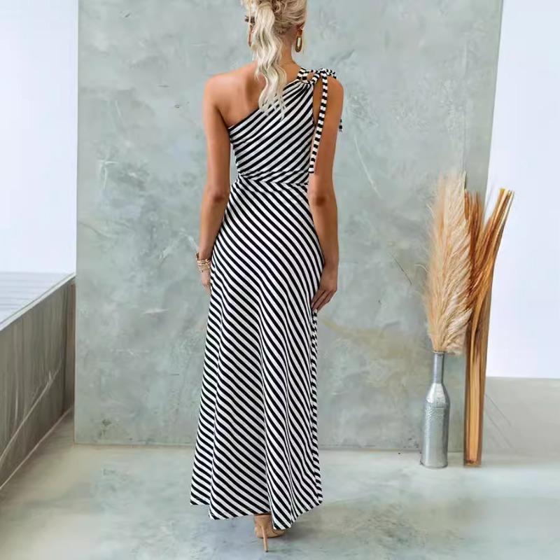 Women s Fashion Summer Spring Stripe Print Sleeveless Oblique Collar High Waist Casual Dresses L
Women s Fashion Summer Spring Stripe Print Sleeveless Oblique Collar High Waist Casual Dresses L