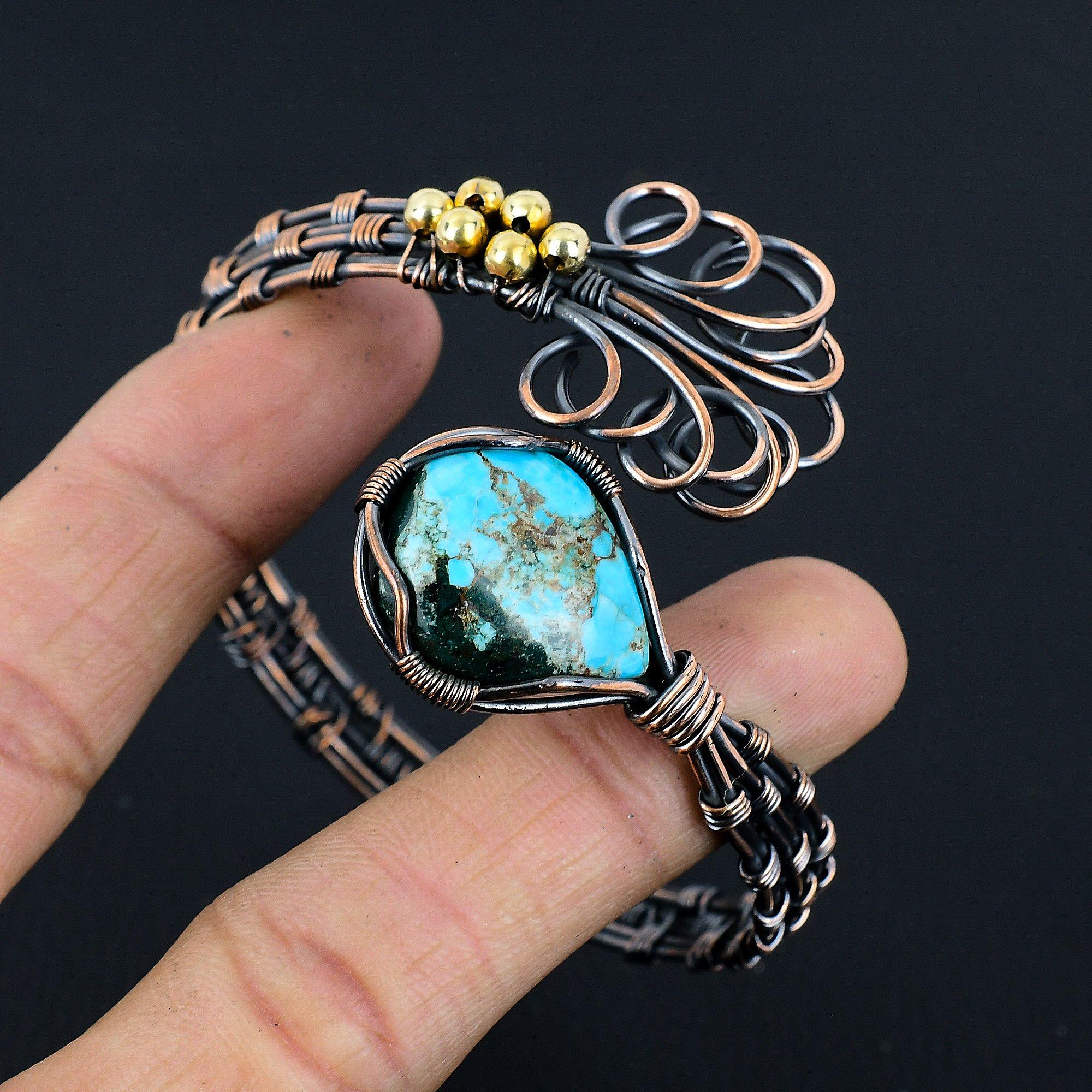 Тибетский бирюзовый браслет, Ювелирные изделия из драгоценных камней, обернутые медной проволокой 999 пробы, Браслет ручной работы ко Дню матери
Тибетский бирюзовый браслет, Ювелирные изделия из драгоценных камней, обернутые медной проволокой 999 пробы, Браслет ручной работы ко Дню матери