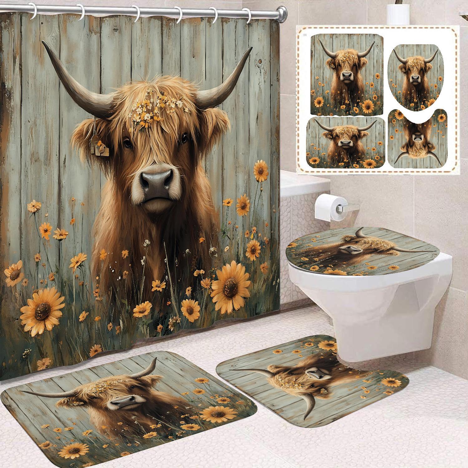 Cute Highland Cattle Printed Shower Curtain Waterproof Durable Polyester Bath Curtain For Home New Year Christmas Bathroom Decor W60H190(CM)-1 Pcs
Cute Highland Cattle Printed Shower Curtain Waterproof Durable Polyester Bath Curtain For Home New Year Christmas Bathroom Decor W60H190(CM)-1 Pcs