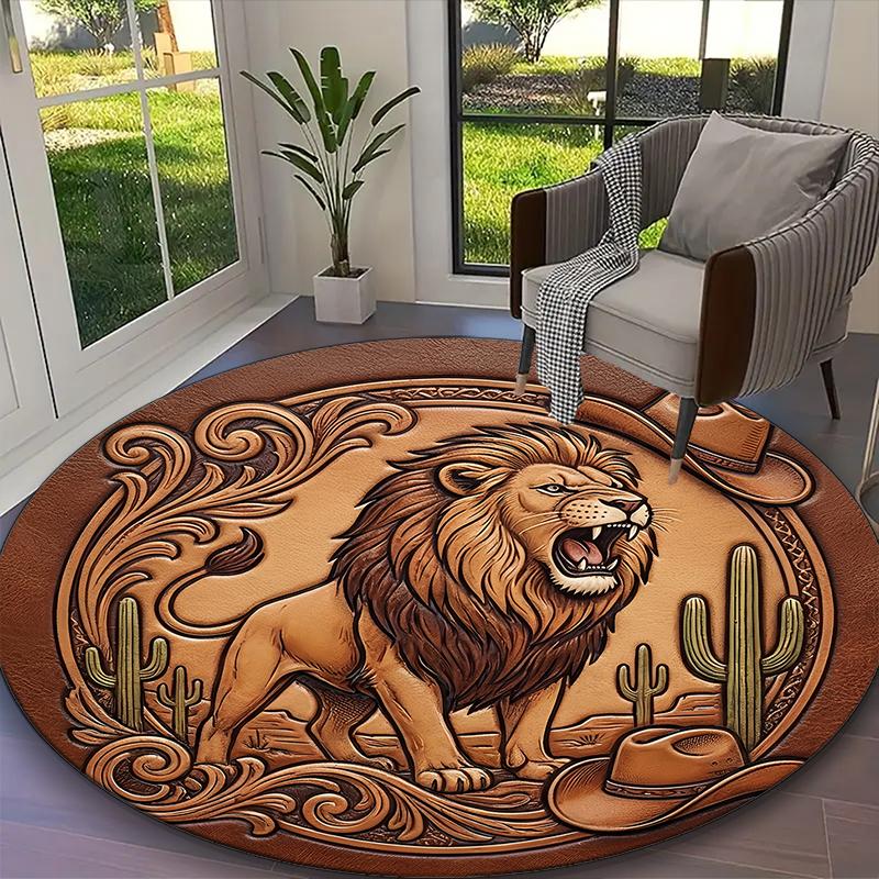 1pc Noble Lions Printed Chair Rug for Home Office Use, Living Room Kitchen Game Room Round Carpet Diameter 60cm
1pc Noble Lions Printed Chair Rug for Home Office Use, Living Room Kitchen Game Room Round Carpet Diameter 60cm