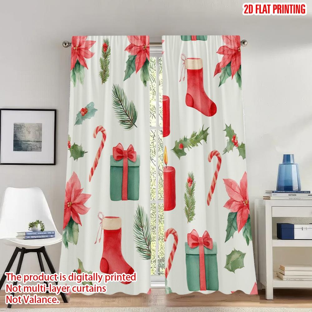 Set Of 2 Flat Printing Christmas Hot Curtains Poinsettia Holly Candle Digital Printed Polyester Drapes Family Party Curtain W100*H70(CM)-Grommet top&1PCS
Set Of 2 Flat Printing Christmas Hot Curtains Poinsettia Holly Candle Digital Printed Polyester Drapes Family Party Curtain W100*H70(CM)-Grommet top&1PCS