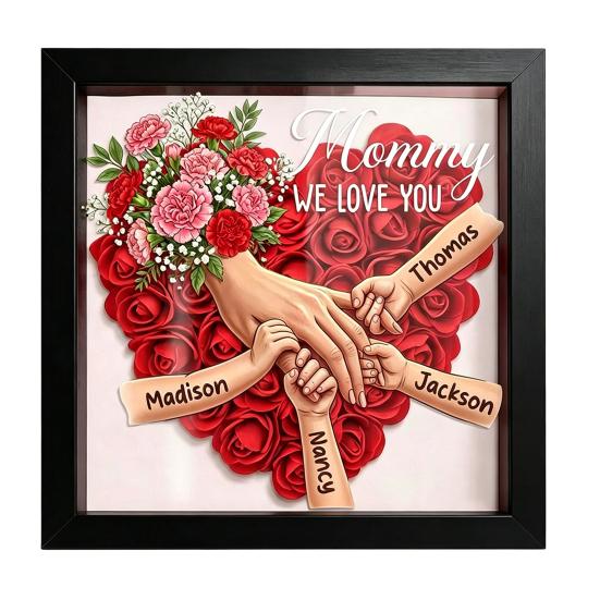 Personalized Mommy I Love You Flower Shadow Box Custom Names Holding Hands Frame Gifts for Mom Grandma from Daughter or Son S D
Personalized Mommy I Love You Flower Shadow Box Custom Names Holding Hands Frame Gifts for Mom Grandma from Daughter or Son S D