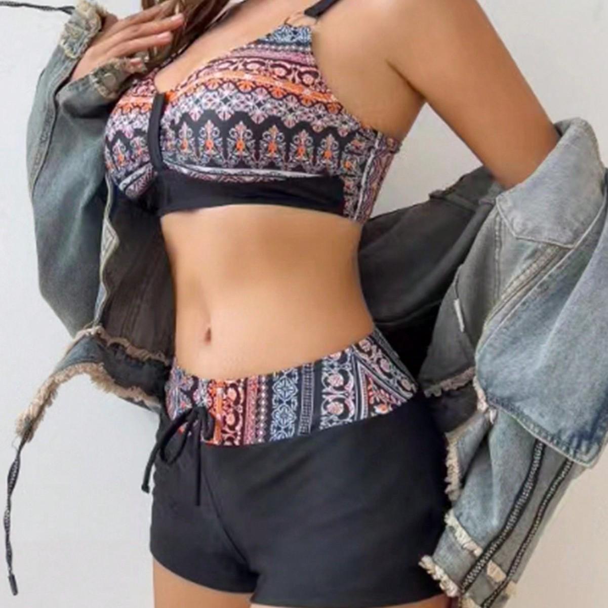 European & American Trendy Striped Crop Top Swimsuit - 2025 New Cross-Border Hot Girl Style M чорний
European & American Trendy Striped Crop Top Swimsuit - 2025 New Cross-Border Hot Girl Style M чорний