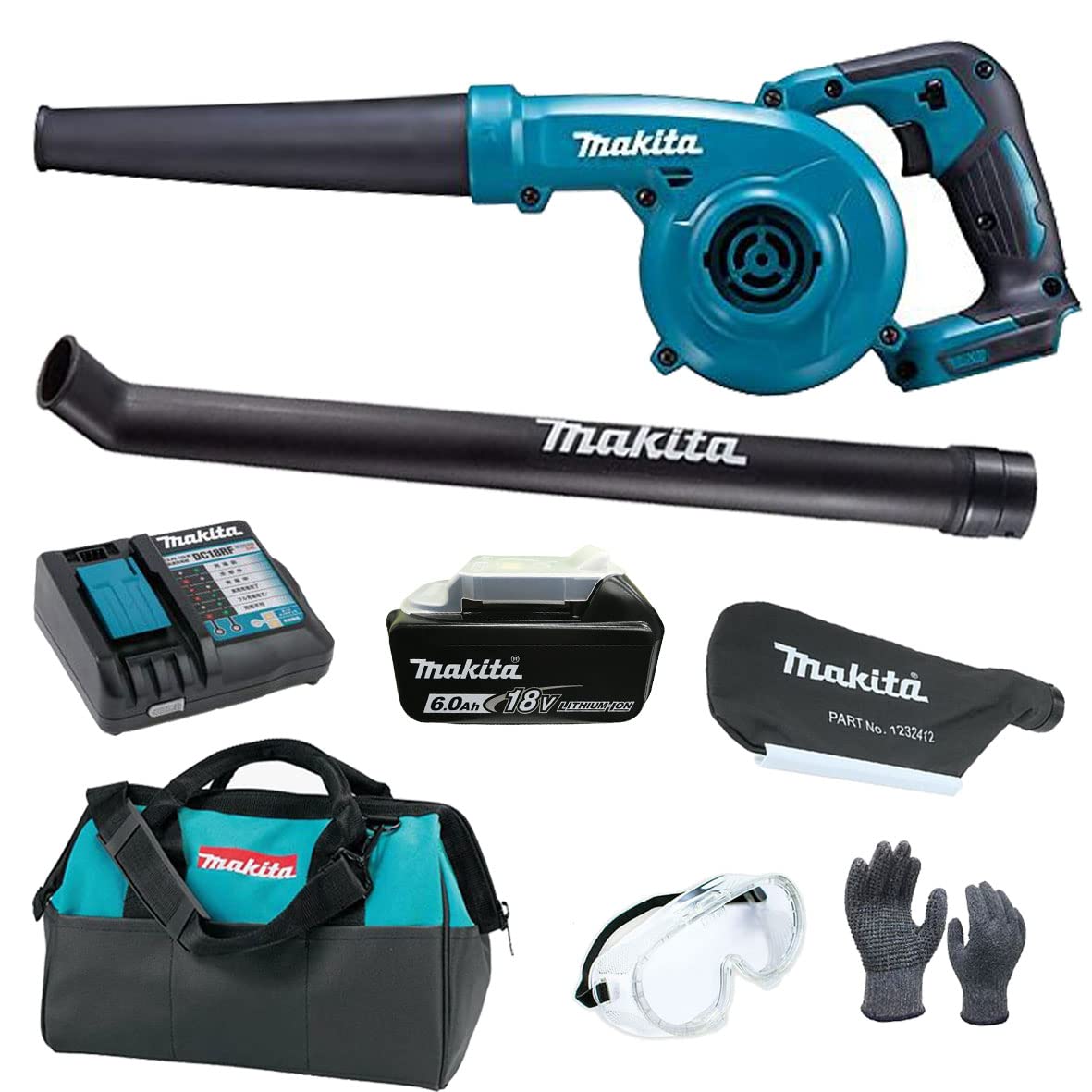 Makita 18V Rechargeable Blower Set BL1860B Charger Garden Nozzle Tool Bag Protective Goggles Work Gloves Blower Fallen Leaves Car Wash Cleaning
Makita 18V Rechargeable Blower Set BL1860B Charger Garden Nozzle Tool Bag Protective Goggles Work Gloves Blower Fallen Leaves Car Wash Cleaning