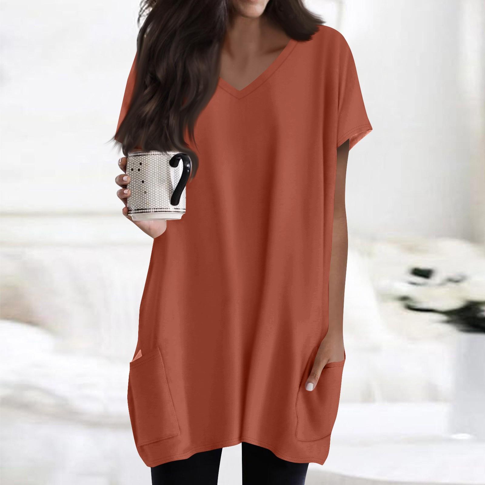 Жіночі топи з V-подібним вирізом і короткими рукавами, повсякденні сорочки середньої довжини, модні туніки з принтом і кишенями XL помаранчевий
Жіночі топи з V-подібним вирізом і короткими рукавами, повсякденні сорочки середньої довжини, модні туніки з принтом і кишенями XL помаранчевий