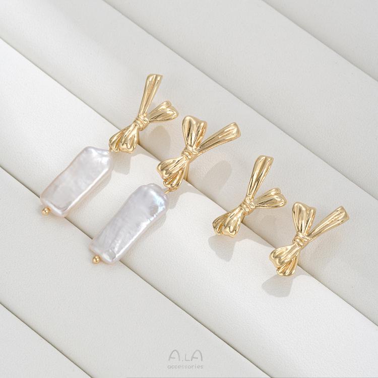 14K Gold-Filled Bow Earrings with 925 Silver Needle for DIY Hanging Pearl Jewelry
14K Gold-Filled Bow Earrings with 925 Silver Needle for DIY Hanging Pearl Jewelry