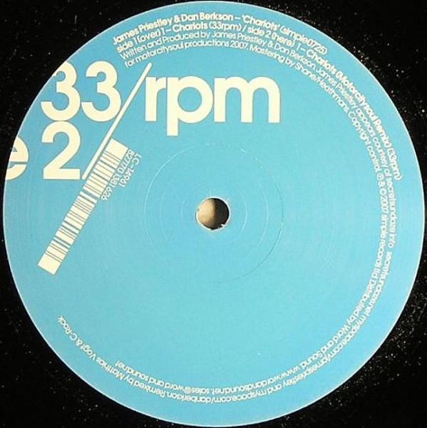12inch Record JAMES PRIESTLEY & DAN BERKSON - Chariots SIMPLE0725 Simple Records 2007 UK Dance & Electronica Used
12inch Record JAMES PRIESTLEY & DAN BERKSON - Chariots SIMPLE0725 Simple Records 2007 UK Dance & Electronica Used