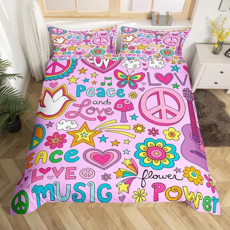 Retro Hippie Heart Duvet Cover Set Abstract Flower Bedding Set Microfiber Colorful Comforter Cover Twin King Size For Girls Boys AU Single(140*210cm)3pcs
Retro Hippie Heart Duvet Cover Set Abstract Flower Bedding Set Microfiber Colorful Comforter Cover Twin King Size For Girls Boys AU Single(140*210cm)3pcs