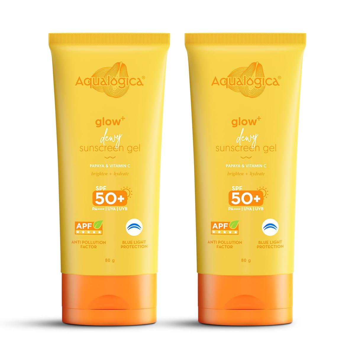 Aqualogica Glow+ Dewy Sunscreen SPF 50 PA++++ for Face & Body with UV Blue Light Protection, 80g x 2
Aqualogica Glow+ Dewy Sunscreen SPF 50 PA++++ for Face & Body with UV Blue Light Protection, 80g x 2