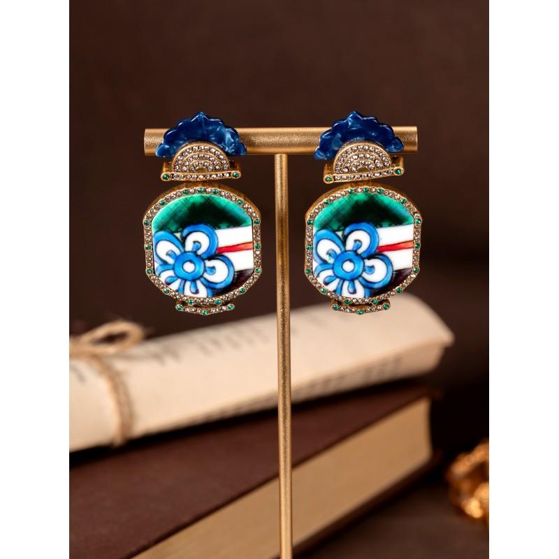 Vintage Enamel Painted Earrings With Ethnic Style Versatile Medieval Floral Women синий
Vintage Enamel Painted Earrings With Ethnic Style Versatile Medieval Floral Women синий