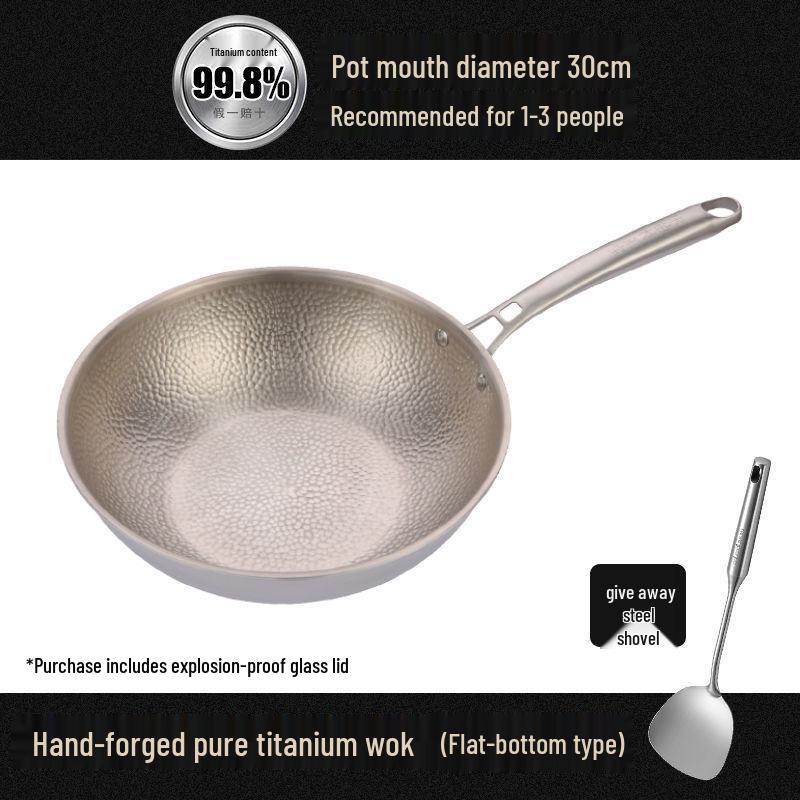 Hand-Forged Pure Titanium Non-Stick Wok, Stir-Fry Pan for Home Use - Compatible with Gas and Induction Stoves Flat bottom
Hand-Forged Pure Titanium Non-Stick Wok, Stir-Fry Pan for Home Use - Compatible with Gas and Induction Stoves Flat bottom