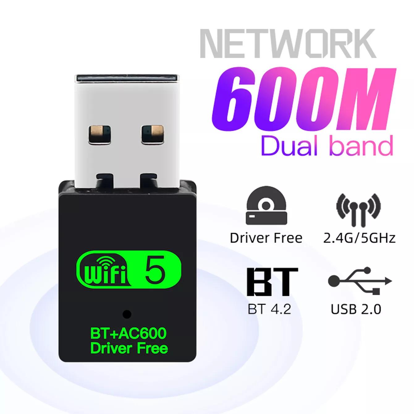 AC600 USB WiFi Adapter 2.4G/5GHz Dual Band 600Mbps Wireless Network Card WiFi Dongle USB 2.0 WiFi Bluetooth Adapter
AC600 USB WiFi Adapter 2.4G/5GHz Dual Band 600Mbps Wireless Network Card WiFi Dongle USB 2.0 WiFi Bluetooth Adapter