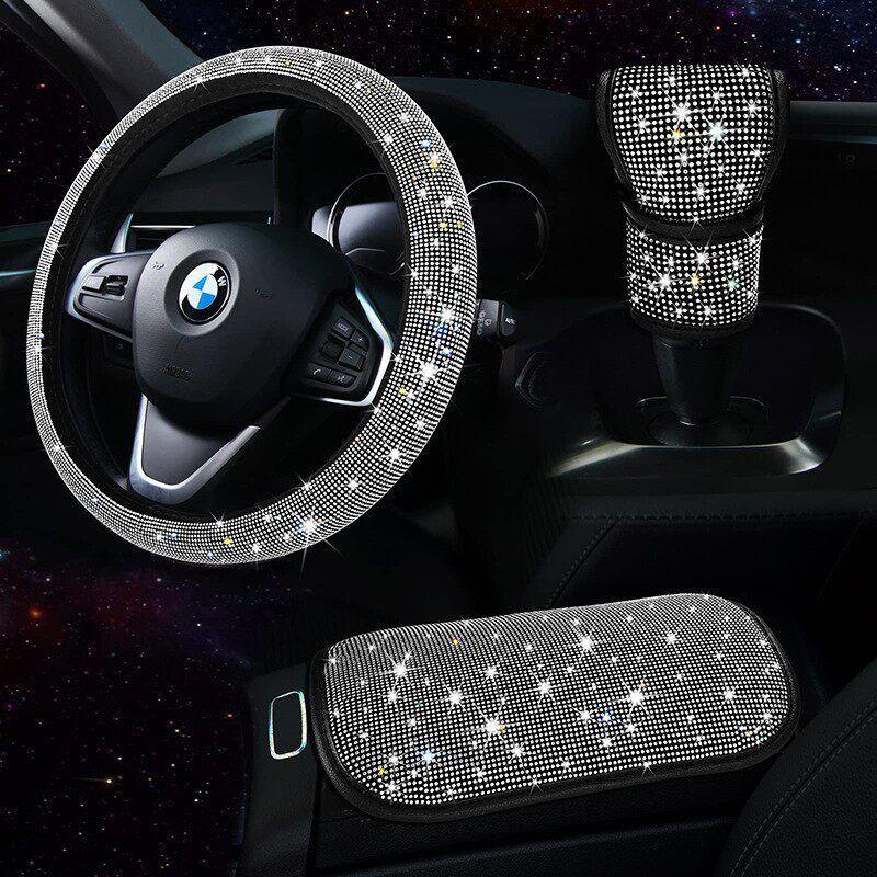 New Car Steering Wheel Cover, Three-Piece Set with Rhinestones, Full Rhinestone, Diamond-Studded, Gear Shift Cover, Armrest Pad, Cross-Border Model White Diamond (Three-Piece Set)
New Car Steering Wheel Cover, Three-Piece Set with Rhinestones, Full Rhinestone, Diamond-Studded, Gear Shift Cover, Armrest Pad, Cross-Border Model White Diamond (Three-Piece Set)