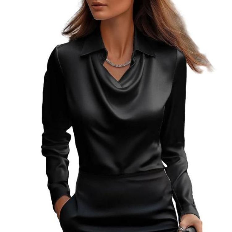 Daily Wear Satin Top Solid Color Loose Fit Womens Smooth Swing Lapel Collar Shirt Long Sleeve S чёрный
Daily Wear Satin Top Solid Color Loose Fit Womens Smooth Swing Lapel Collar Shirt Long Sleeve S чёрный
