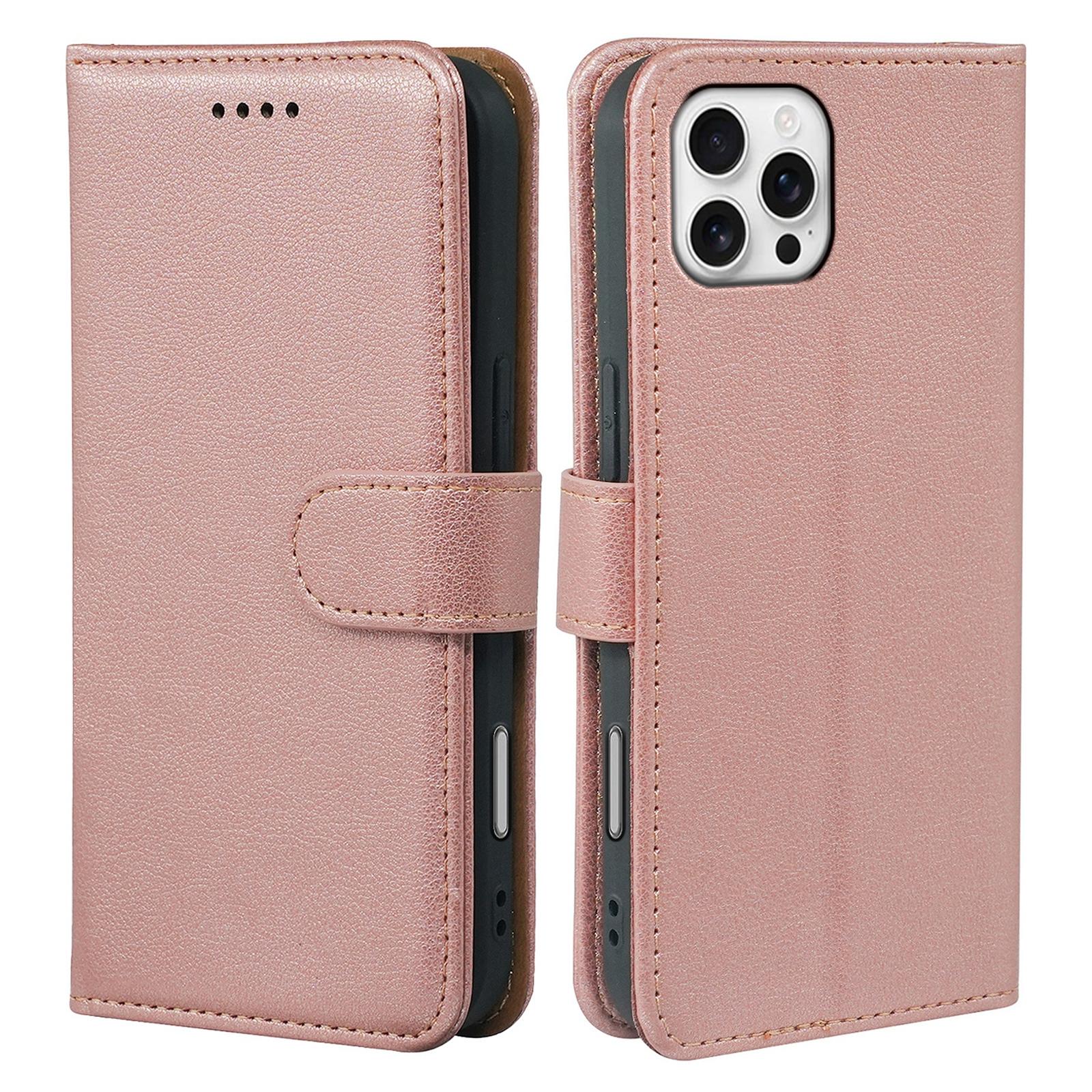 For iPhone 16 Pro Case RFID Blocking Wallet Litchi Texture Leather Phone Cover Magnetic Clasp Rose Gold
For iPhone 16 Pro Case RFID Blocking Wallet Litchi Texture Leather Phone Cover Magnetic Clasp Rose Gold