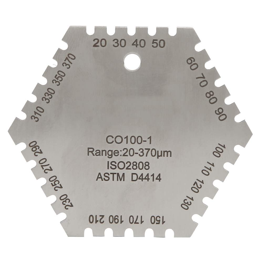 J-ouuo CO100-1 20-370um Stainless Steel Hexagon Wet Film Comb Card Thickness Gauge Meter
J-ouuo CO100-1 20-370um Stainless Steel Hexagon Wet Film Comb Card Thickness Gauge Meter