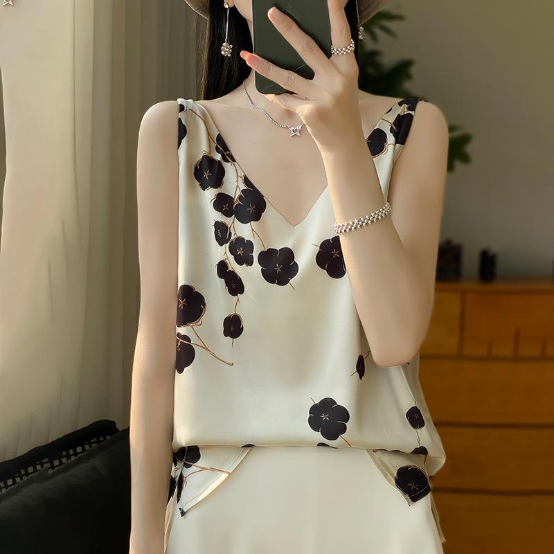 Women s Summer French Sling Silk Vest - Niche Print Mulberry Silk Top XXL
Women s Summer French Sling Silk Vest - Niche Print Mulberry Silk Top XXL
