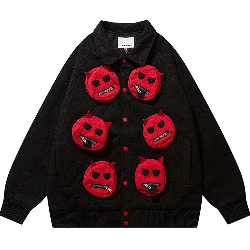 Little Devil Lapel Baseball Jacket Men s Fall Winter Multi-pocket Loose Casual Outwear Fashion Hip Hop Black Streetwear Clothing
Little Devil Lapel Baseball Jacket Men s Fall Winter Multi-pocket Loose Casual Outwear Fashion Hip Hop Black Streetwear Clothing
