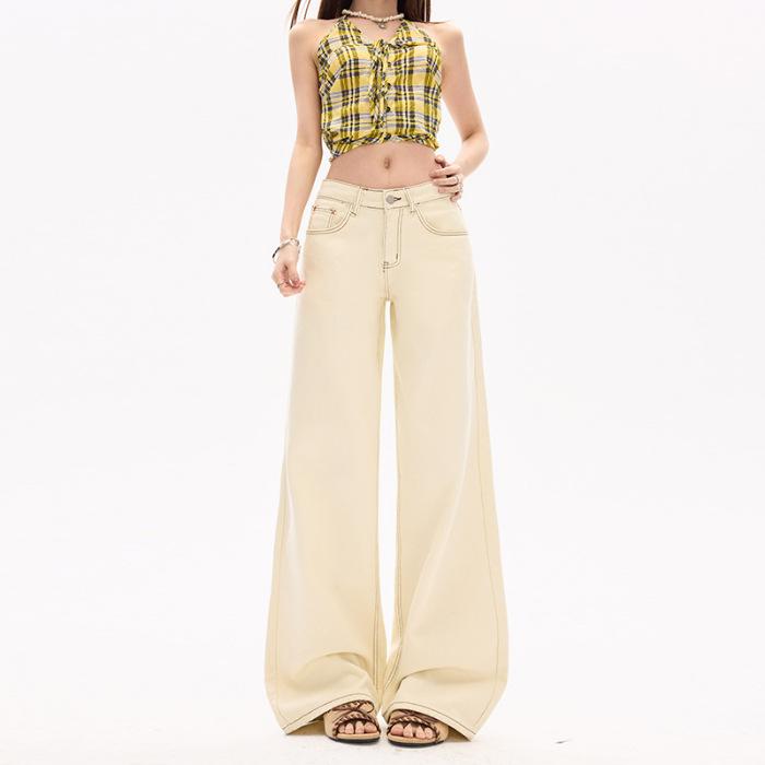 Women s 2026 Spring Korean Style Wide-Leg Casual Low-Waist Floor-Length Jeans in Milk Yellow with Contrast Stitching Extra Small
Women s 2026 Spring Korean Style Wide-Leg Casual Low-Waist Floor-Length Jeans in Milk Yellow with Contrast Stitching Extra Small