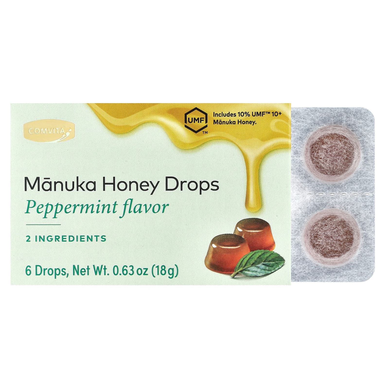 Manuka Honey Drops, Peppermint, 6 Drops, 18G(0.63Oz)
Manuka Honey Drops, Peppermint, 6 Drops, 18G(0.63Oz)