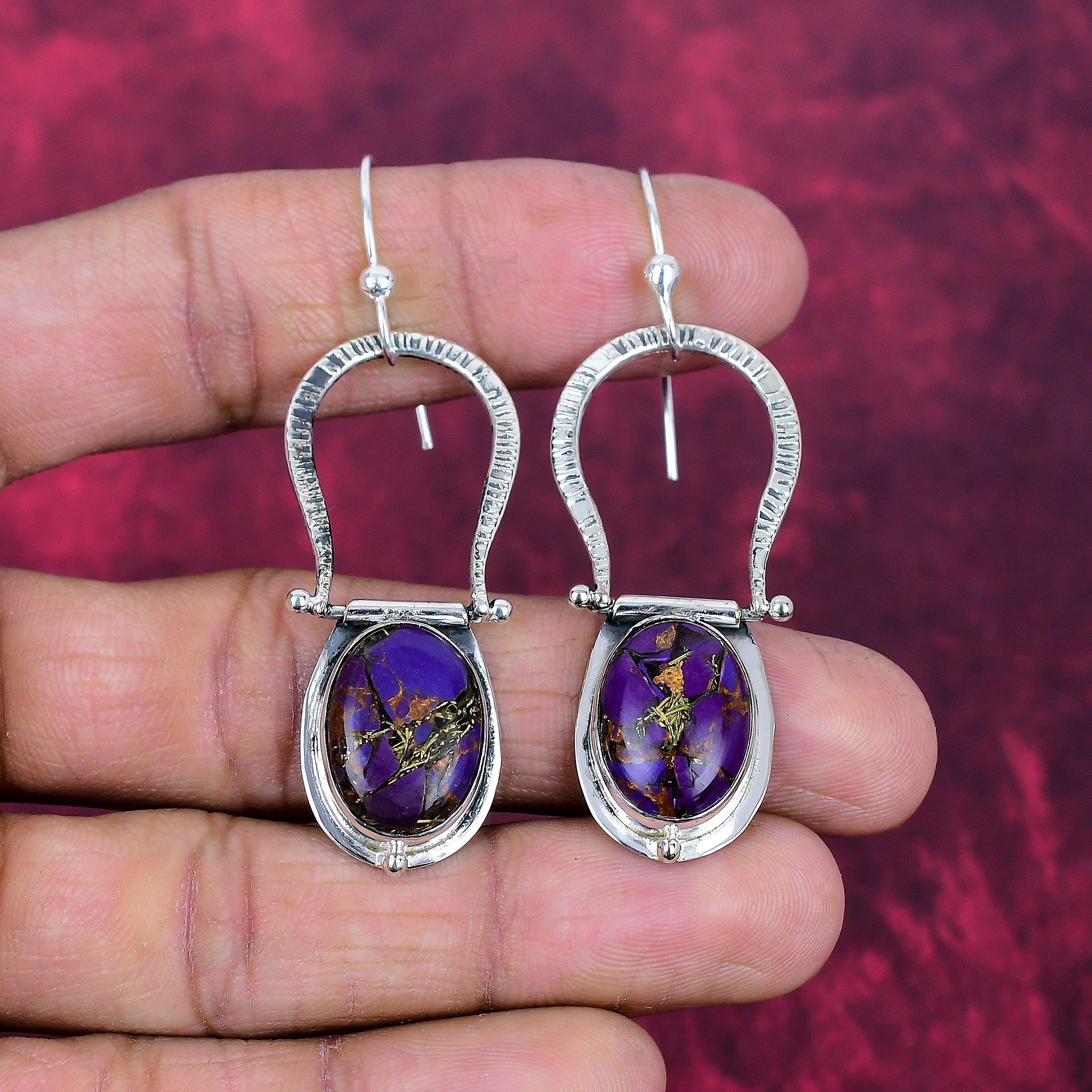 Purple Copper Turquoise Jewelry, 925 Solid Sterling Silver Earrings Jewelry, Handmade Earrings Gemstone Jewelry For Love 2.63 Inches
Purple Copper Turquoise Jewelry, 925 Solid Sterling Silver Earrings Jewelry, Handmade Earrings Gemstone Jewelry For Love 2.63 Inches