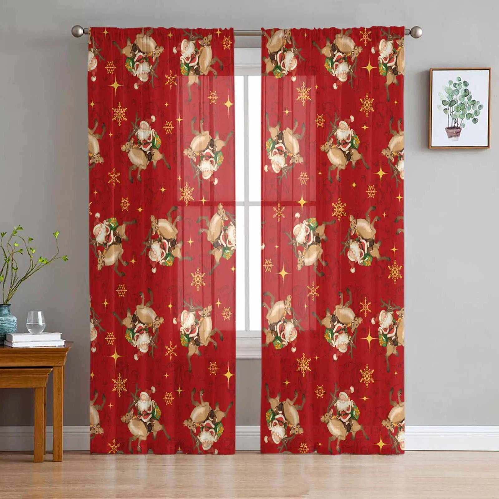 Christmas Santa Reindeer Snowflake Sheer Curtains for Living Room Decoration Window Curtains Kitchen Tulle Voile Curtains (As shown-4653)-W135 x H115cm x1
Christmas Santa Reindeer Snowflake Sheer Curtains for Living Room Decoration Window Curtains Kitchen Tulle Voile Curtains (As shown-4653)-W135 x H115cm x1