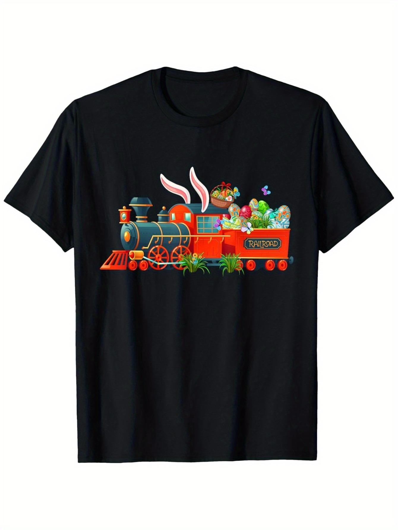 Interesting Rabbit Train and Colorful Egg Easter Happy Boy Tshirt Suitable for All Genders As An Outdoor Shortsleeved Tshirt S
Interesting Rabbit Train and Colorful Egg Easter Happy Boy Tshirt Suitable for All Genders As An Outdoor Shortsleeved Tshirt S